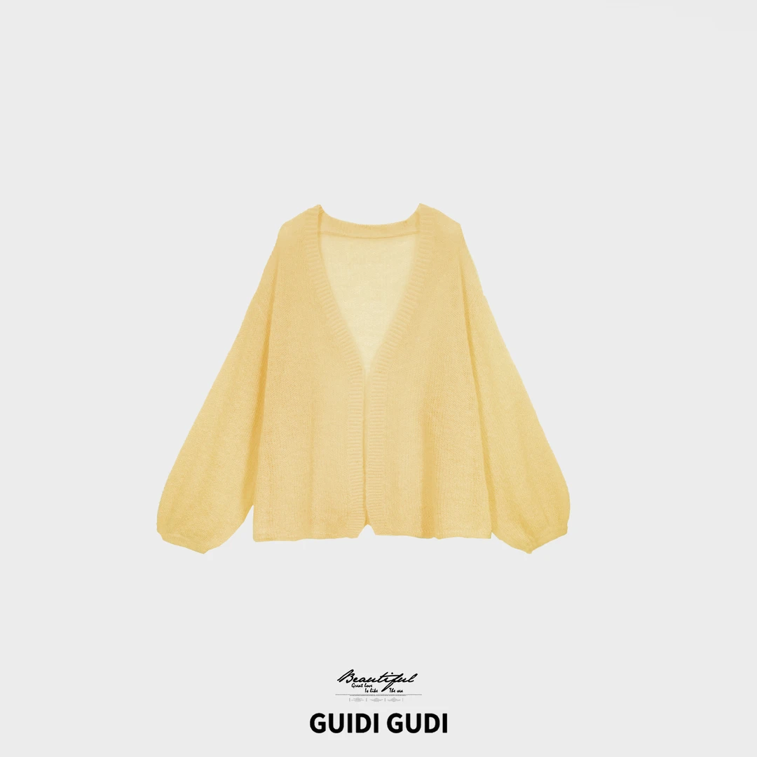 GUIDI GUDI【蒲公英的约定】时尚慵懒气质外套/黄加蓝
