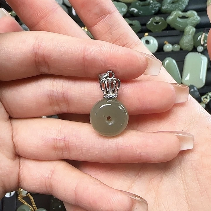 和田玉银S925镶嵌颈饰