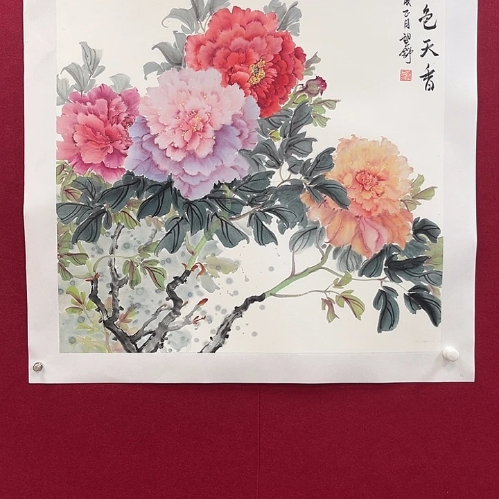 国画望舒老师四尺斗方花鸟