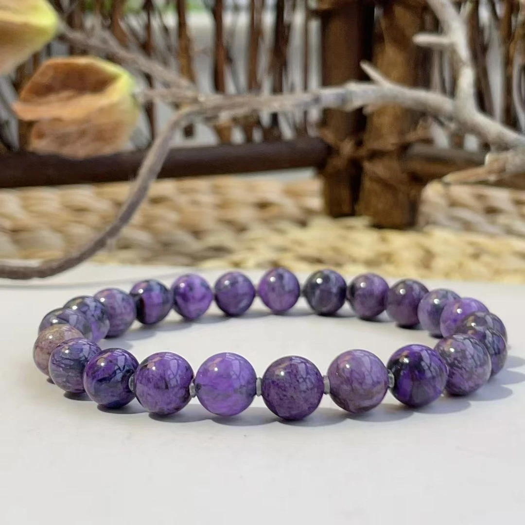 舒俱来泥地樱花紫圆珠单圈手串/7mm（春分）AZB5756