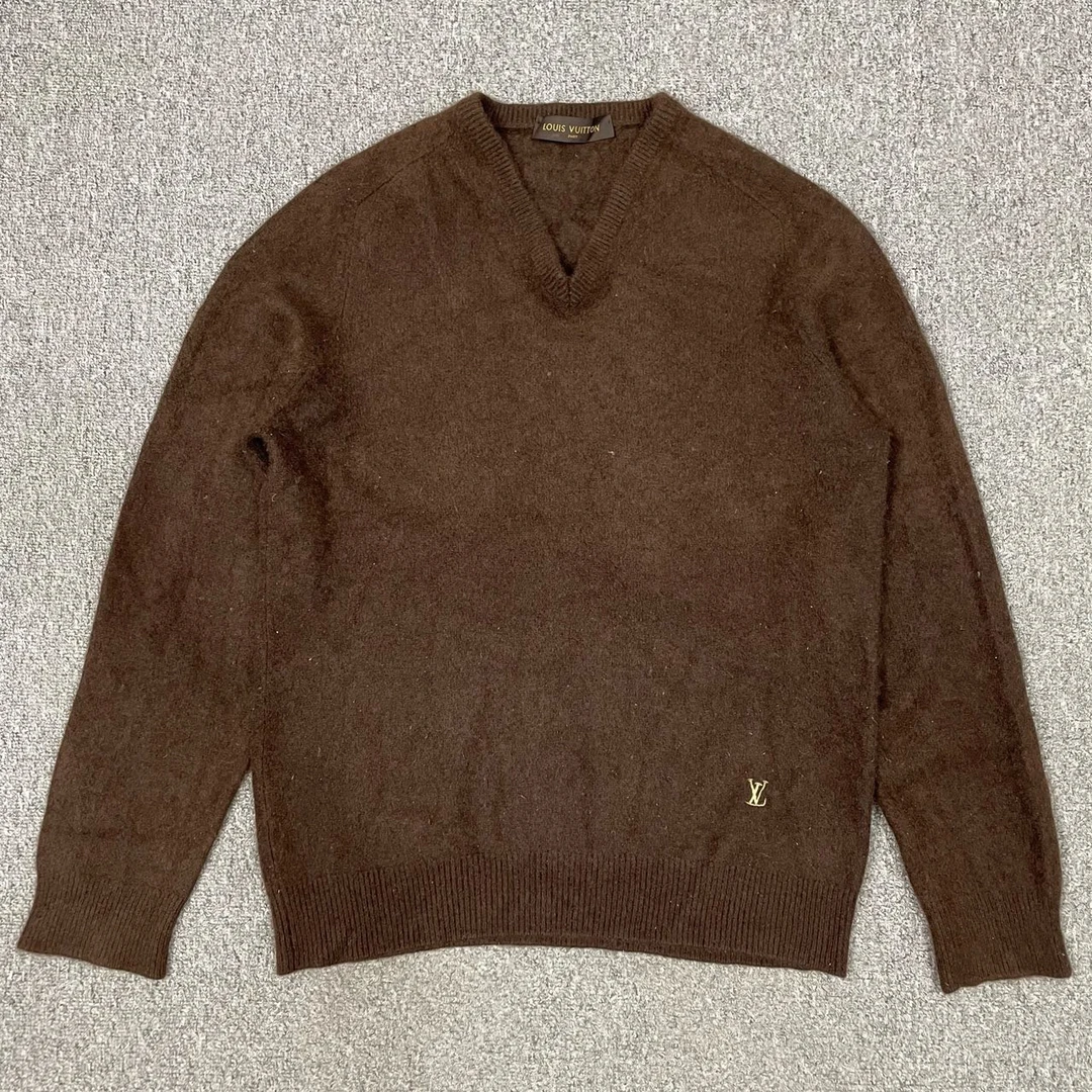 95新 LouisVuitton/路易威登 12270276 棕色羊毛下摆毛衣 XXL码