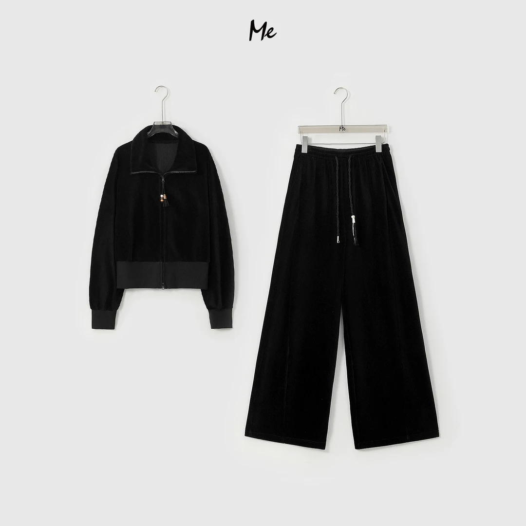 ME【天鹅卫衣套装（一体绒）】坑条绒锁温厚实保暖时尚套装MESA4648