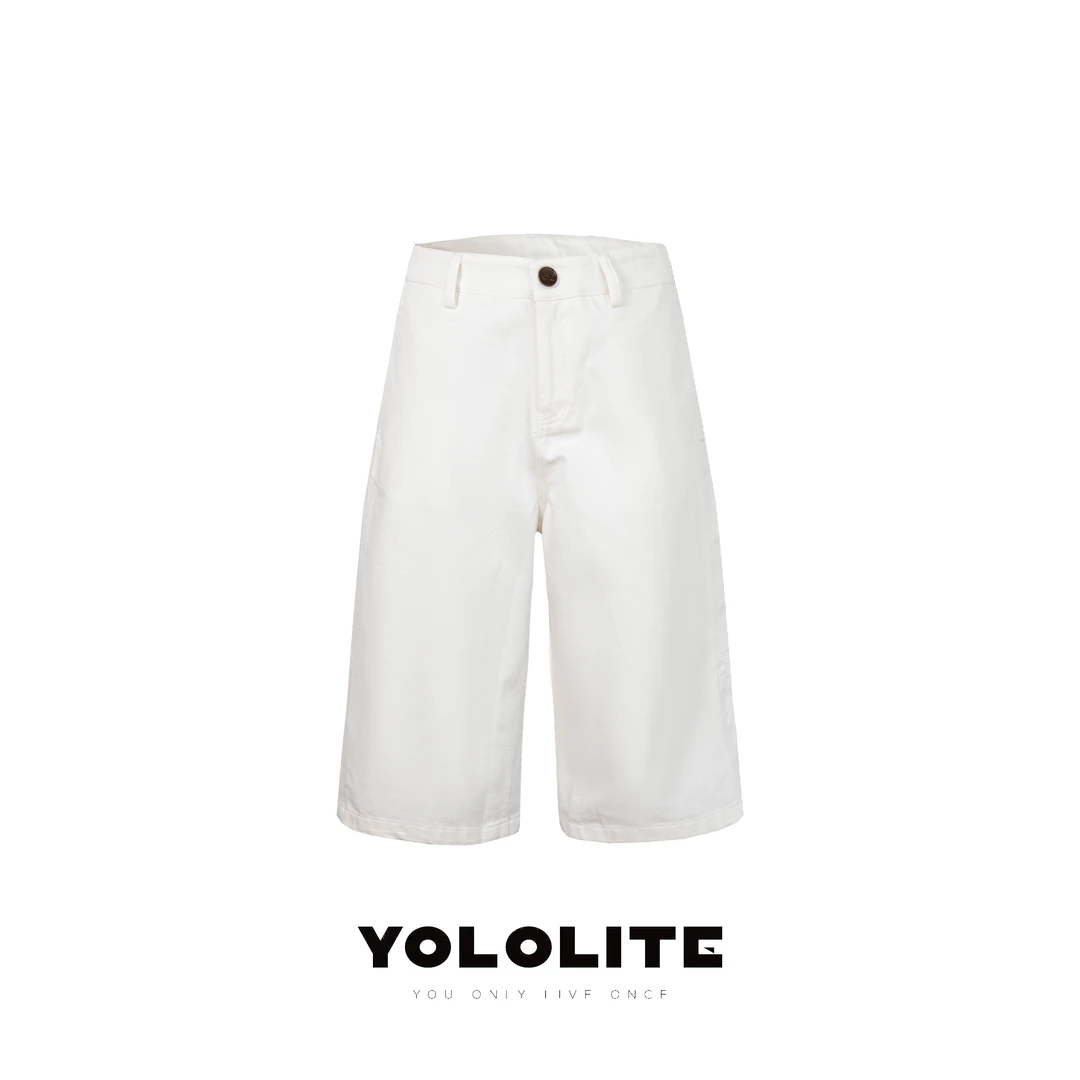 YOLOLITE【极简】2978夏季新款清爽透气高级感简约七分阔腿牛仔裤