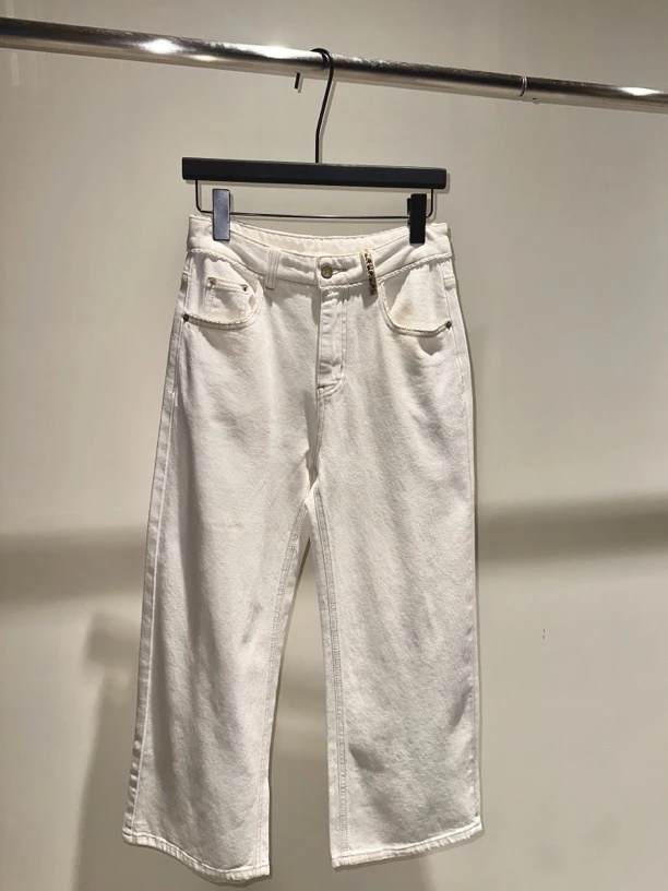 【Ann.G】B30401 夏季时尚设计款小花条直筒裤