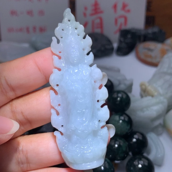 翡翠未镶嵌颈饰保真天然A货翡翠