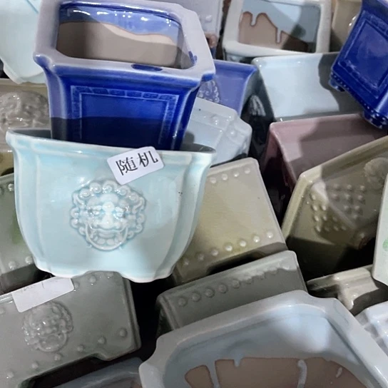 多肉绿植陶瓷花盆9.9包邮，随机2个