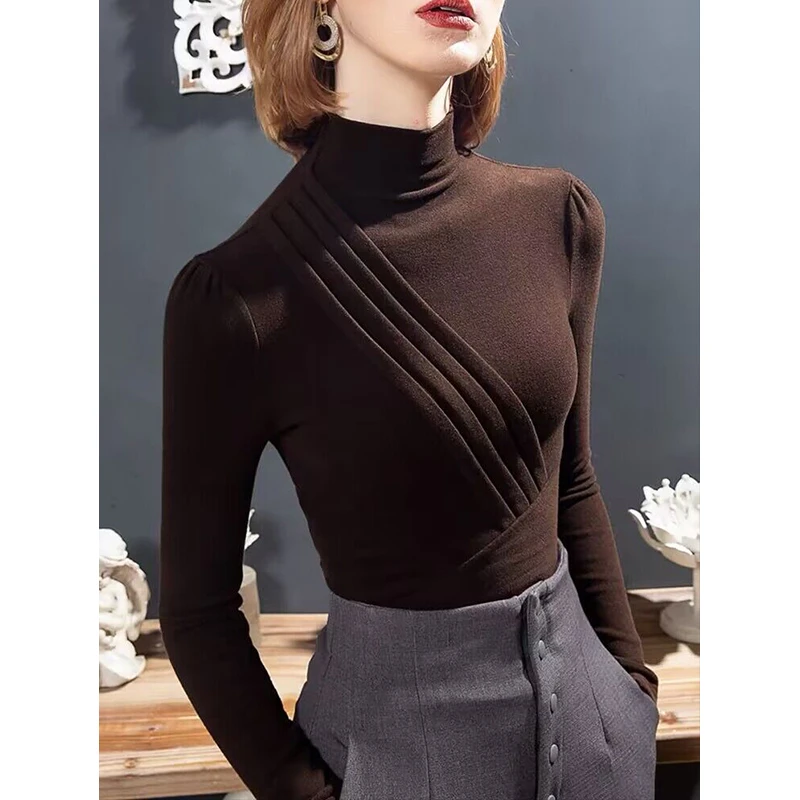 YLY#德绒打底衫女磨毛保暖T恤冬季新款内搭显瘦百搭小衫DY-DF197