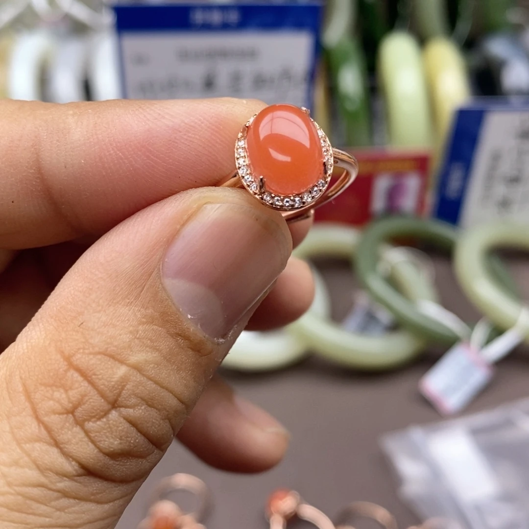 和田玉戒指银S925镶嵌福*多