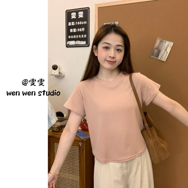 【雯雯】夏季韩系显瘦糖果色系小飞袖T