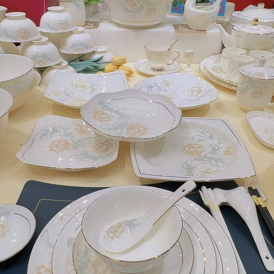 45%以上骨粉骨瓷景德镇描金清雅套装