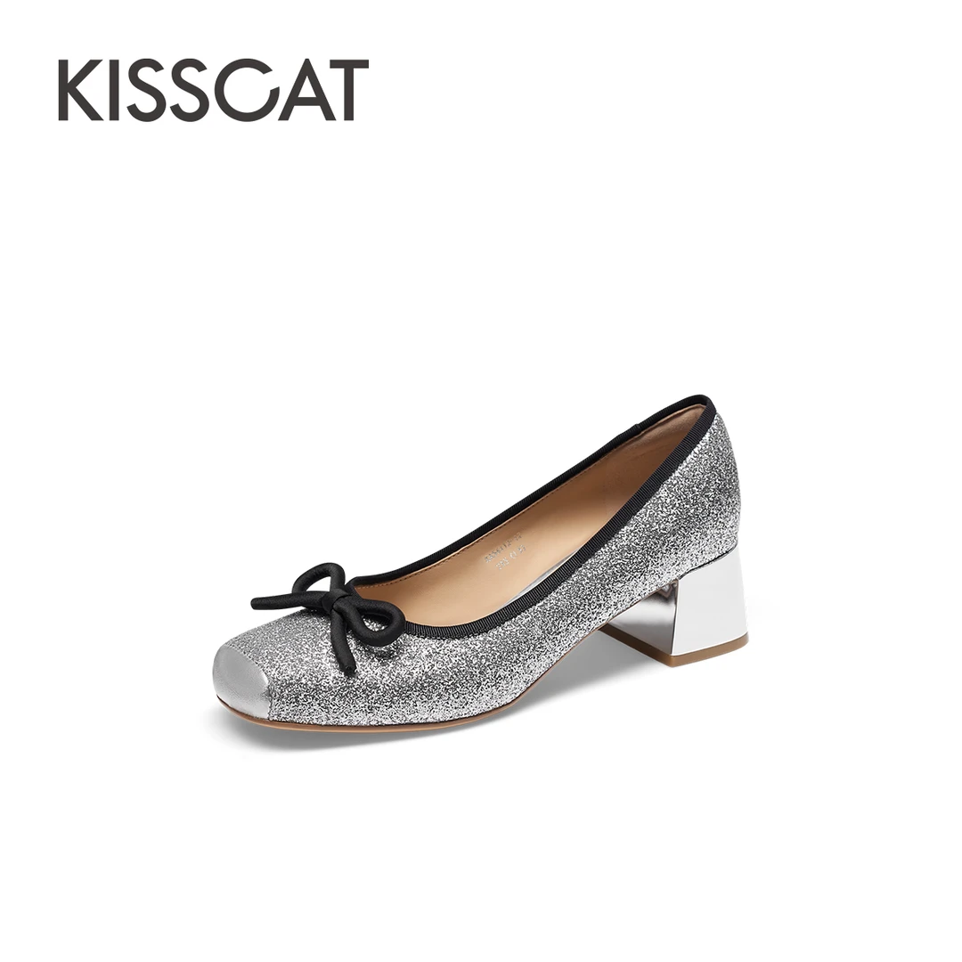 【商场同款】接吻猫通勤气质蝴蝶结圆头舒适浅口单鞋KA54112-12