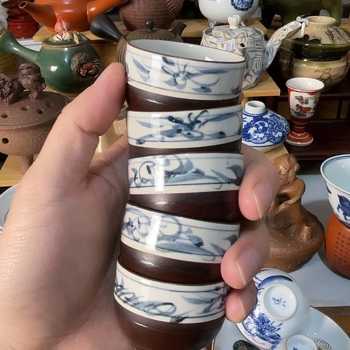 瓷片五个杯子好看的哦