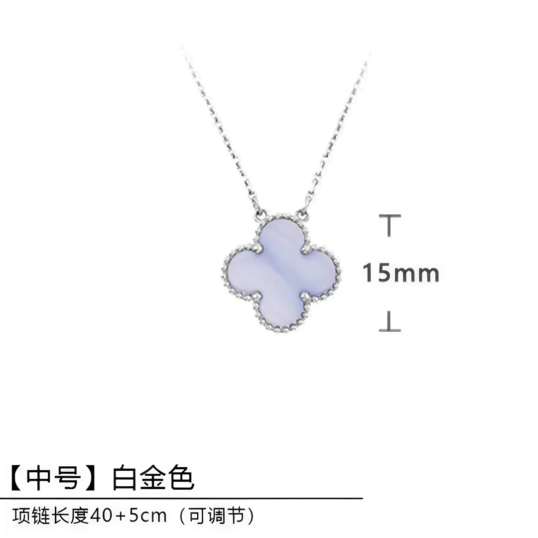 淡紫四叶草项链设计轻奢气质 8555