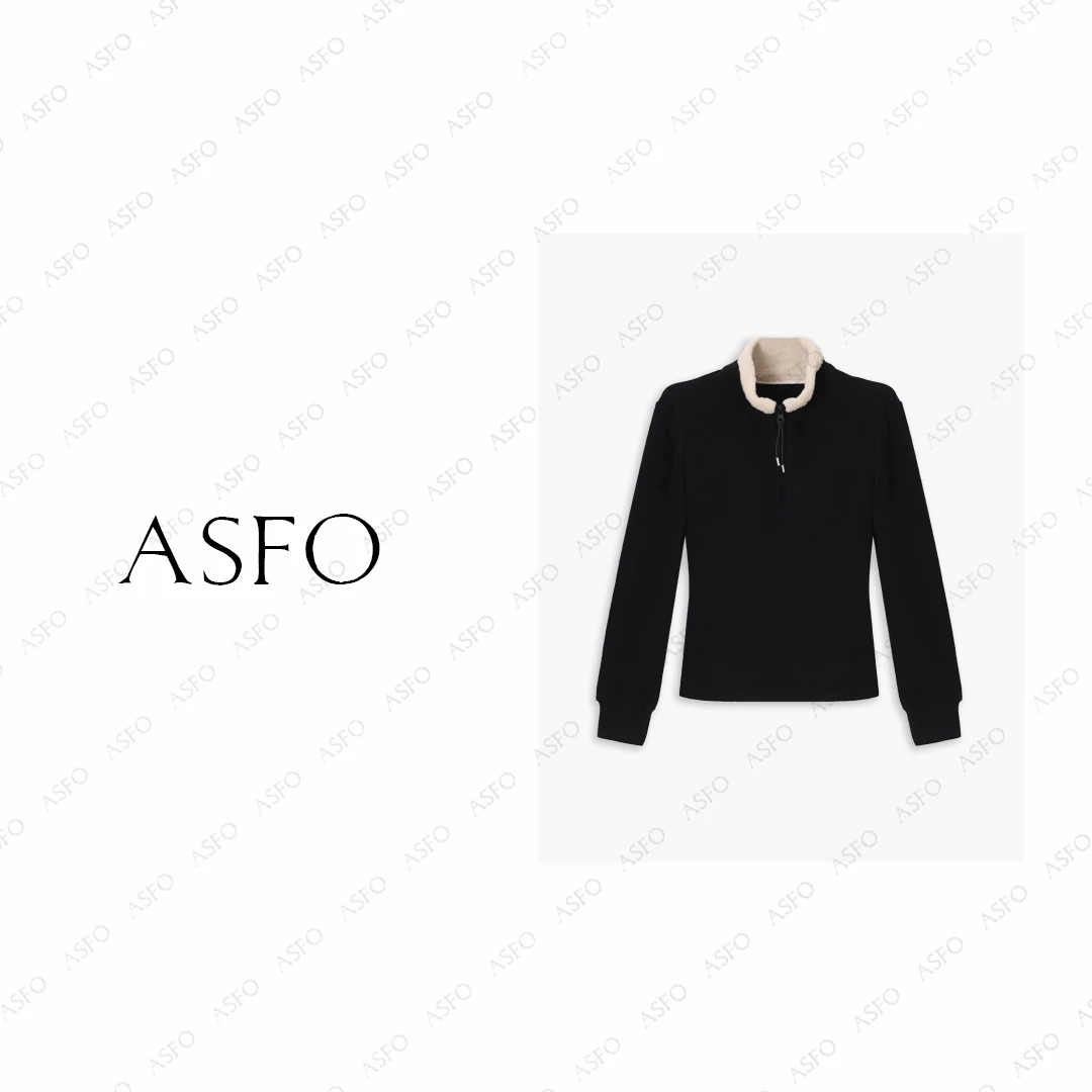 【AS毛毛领】25新定制磨毛自发热弹力拼接毛领保暖小衫AS25DZZ00783