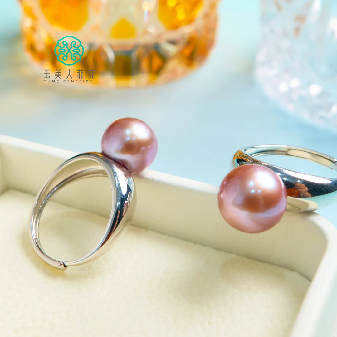 石惑珠宝#珍珠可调节戒指约10mm+-多样性发一