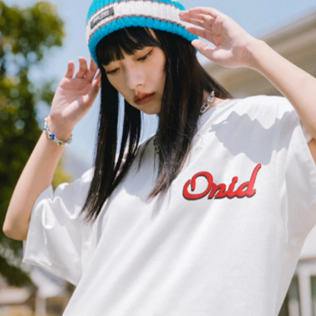 咕咕穿搭 ONID卡通大呆鹅字母印花休闲落肩宽松短袖男女同款