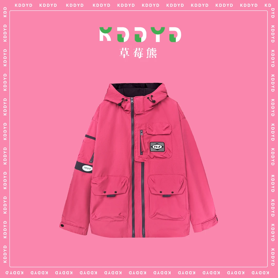 『KDD · YD』“草莓熊”三防炸街通勤工装风户外情侣款外套 0006