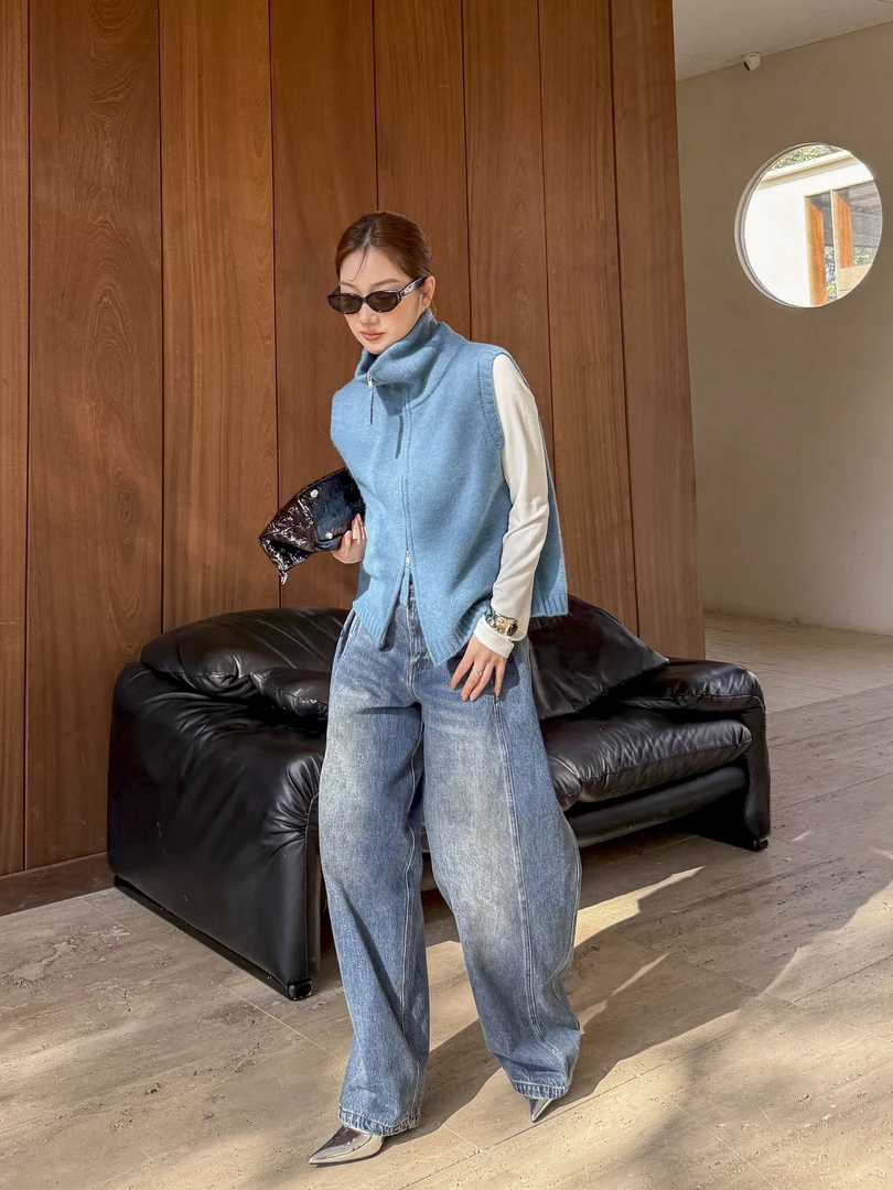 【Shan.S.W山石物】绵羊毛拉链无袖马甲 5S0006Y