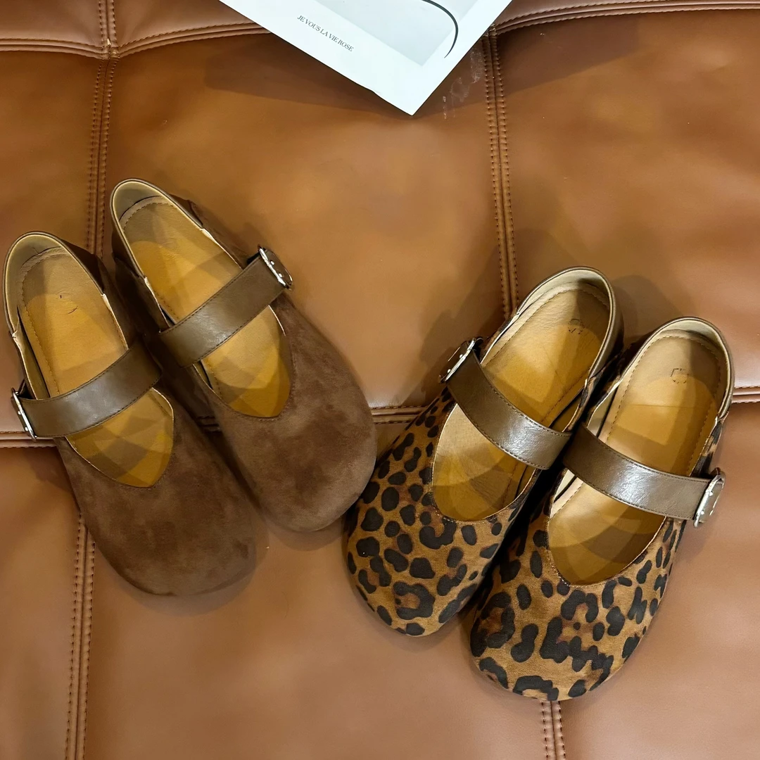 豆豆6 圆头浅口豹纹时尚百搭洋气休闲鞋-DQ7661-71