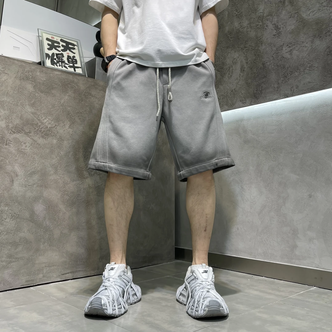 夏季美式重磅刺绣高品质男短裤直筒休闲百搭宽松痞帅潮牌五分裤