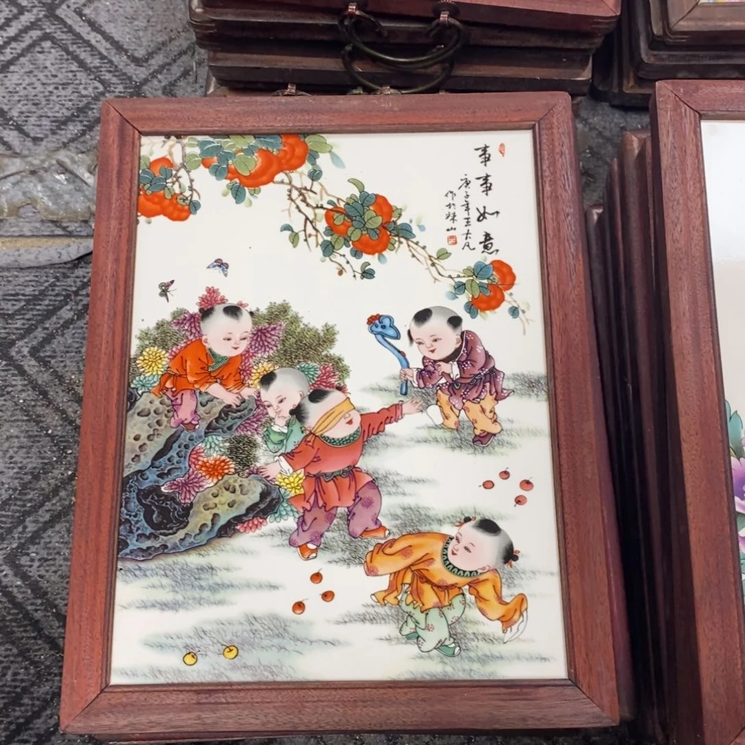 瓷片37*28 景德镇瓷板画柴窑烧制