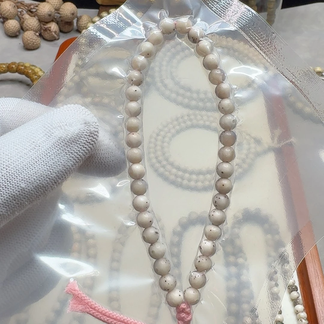手串星月菩提石玉料6/6糯冰料通体留白小细星圆珠手持