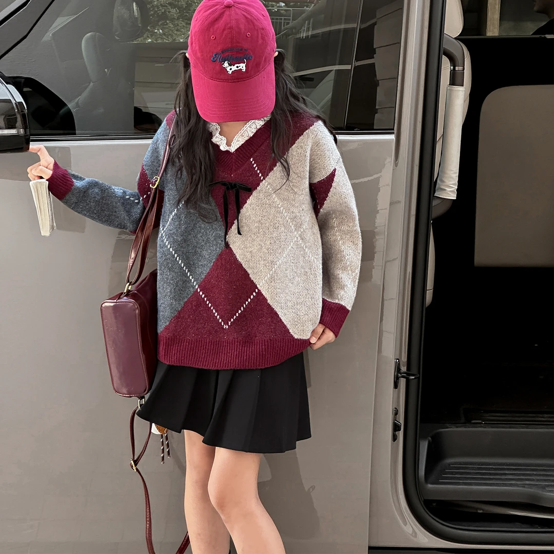 女童毛衣秋冬2025新款洋气冬季女孩高级感加厚针织衫儿童冬装上衣