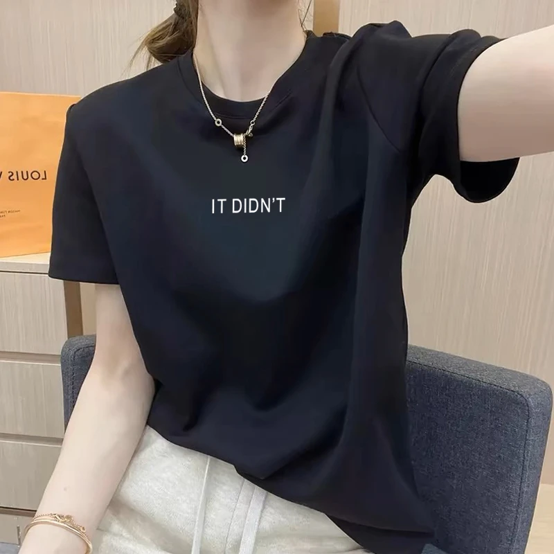 设计感小众正肩短袖t恤女2025新款流行时尚百搭洋气纯棉上衣夏季