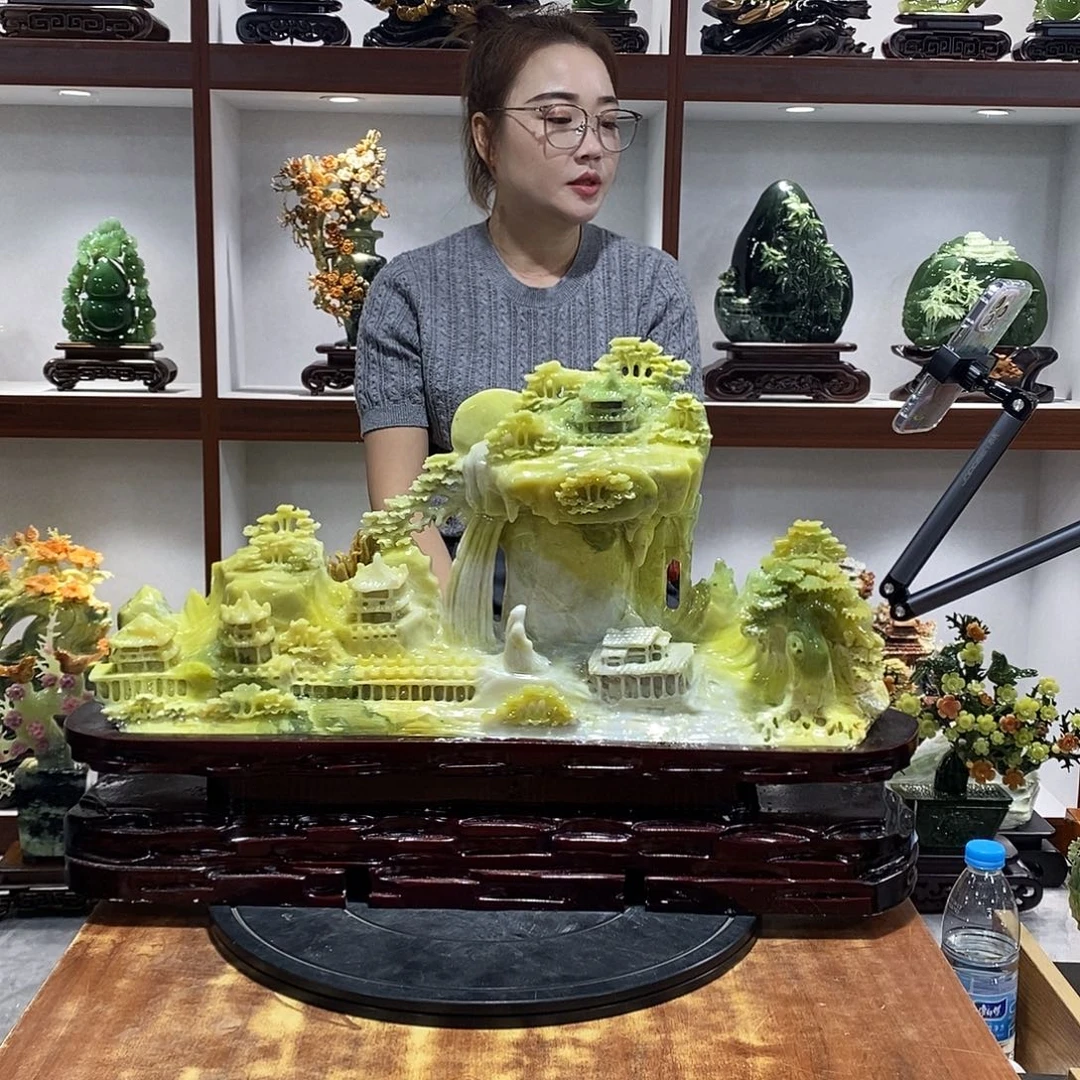 静***观玉山水摆件 玄关摆件