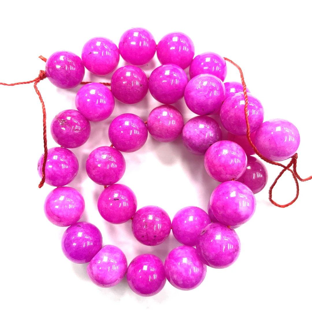 A195号12mm粉色圆珠半成品链子天然有瑕