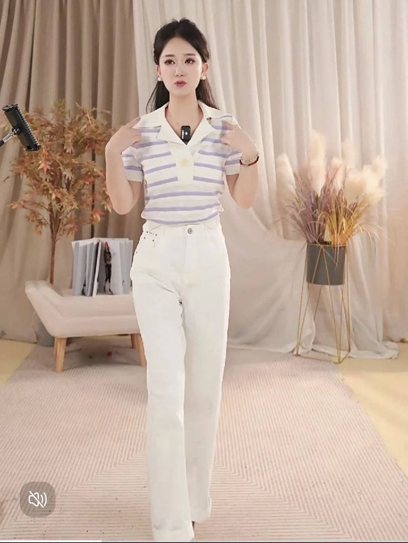 4002/27～金属镀膜丝高级感百搭经典显瘦气质修身针织T恤