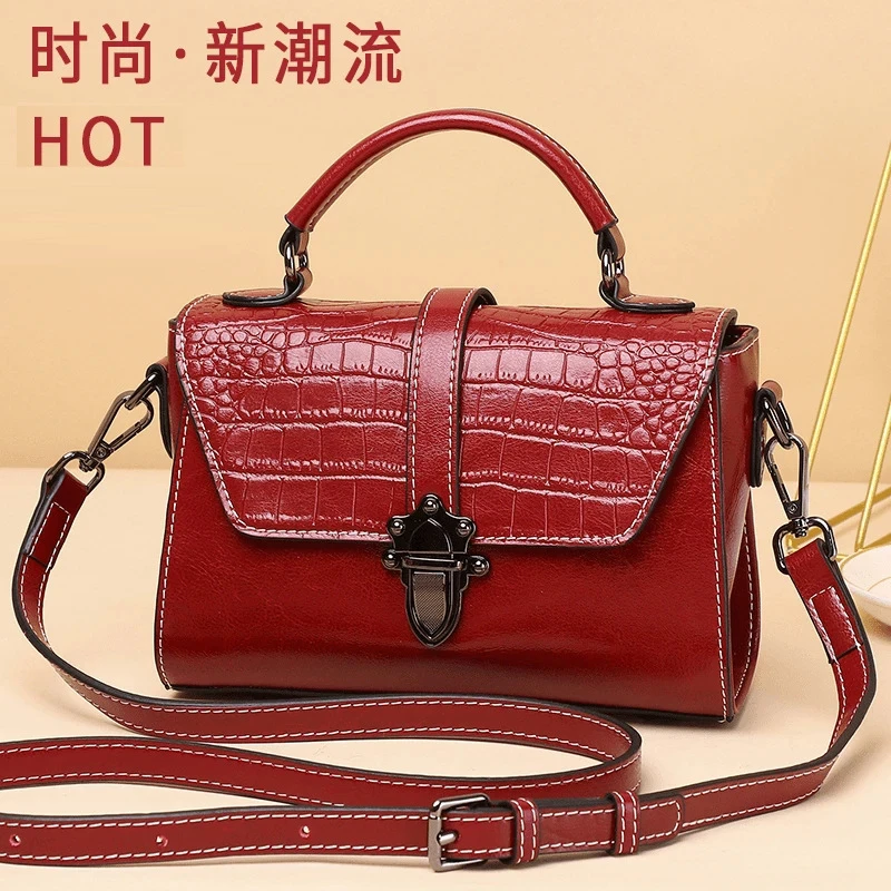 手提包时尚轻奢单肩女包潮女士休闲百搭牛皮斜挎包包2025夏季新款