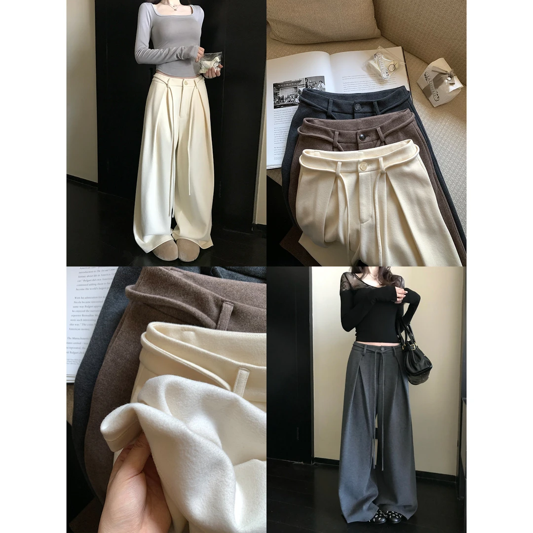 '遛弯糯米裤'chic懒人B备!藏地牦牛绒垂垂空气感加绒阔腿裤