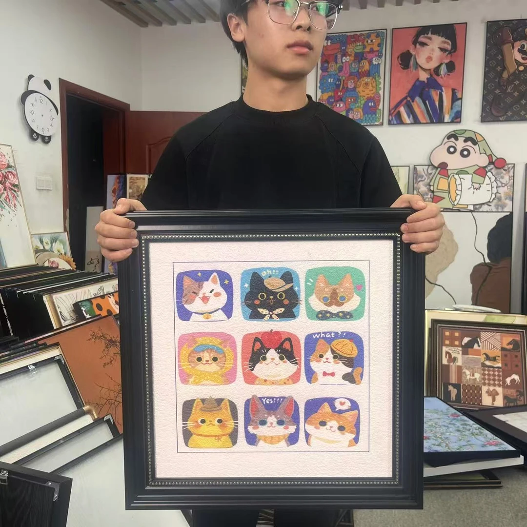 简约卡通猫咪壁挂装饰画客厅卧室挂画5050