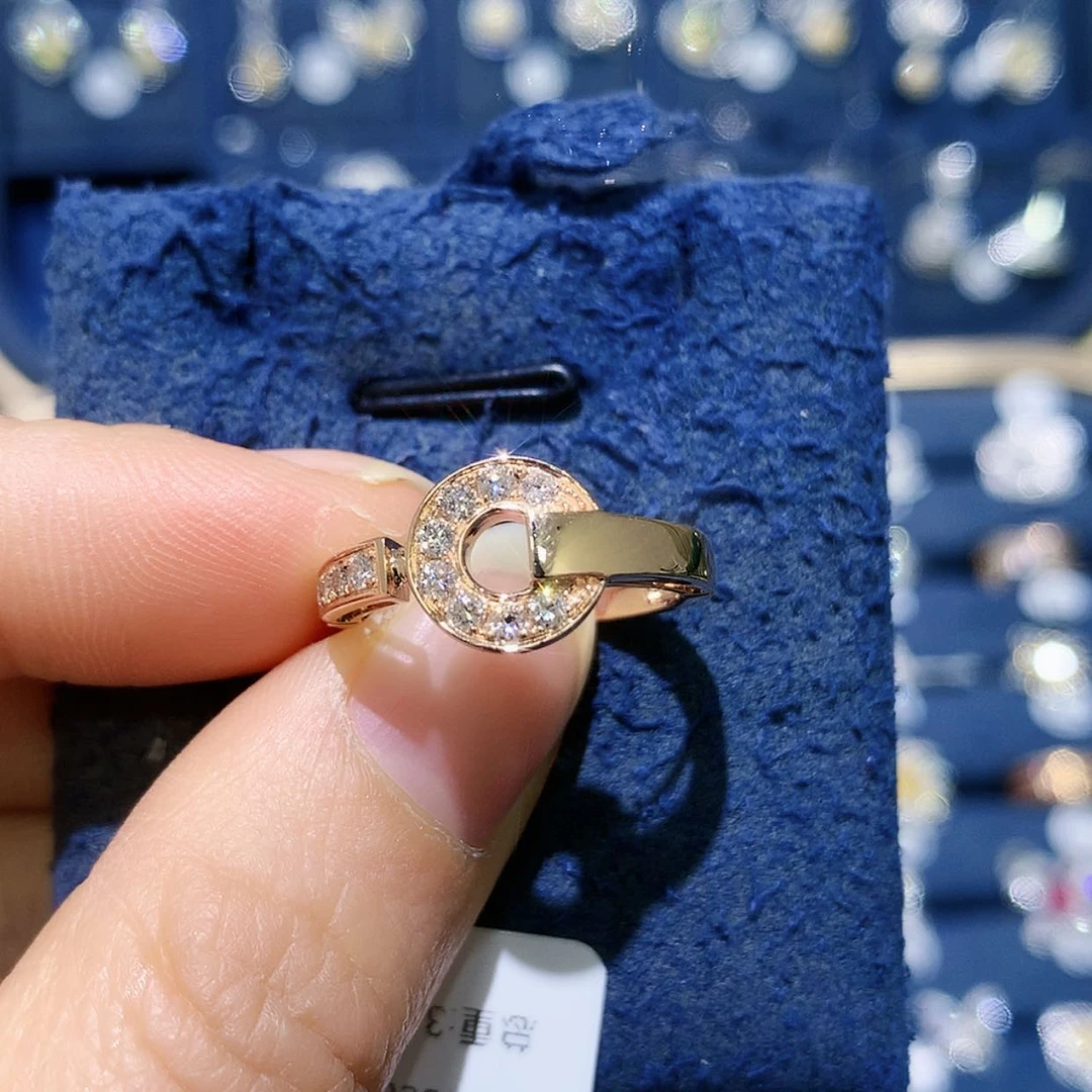 【闪购商品】钻石戒托18K金镶嵌玫瑰金铜钱戒指