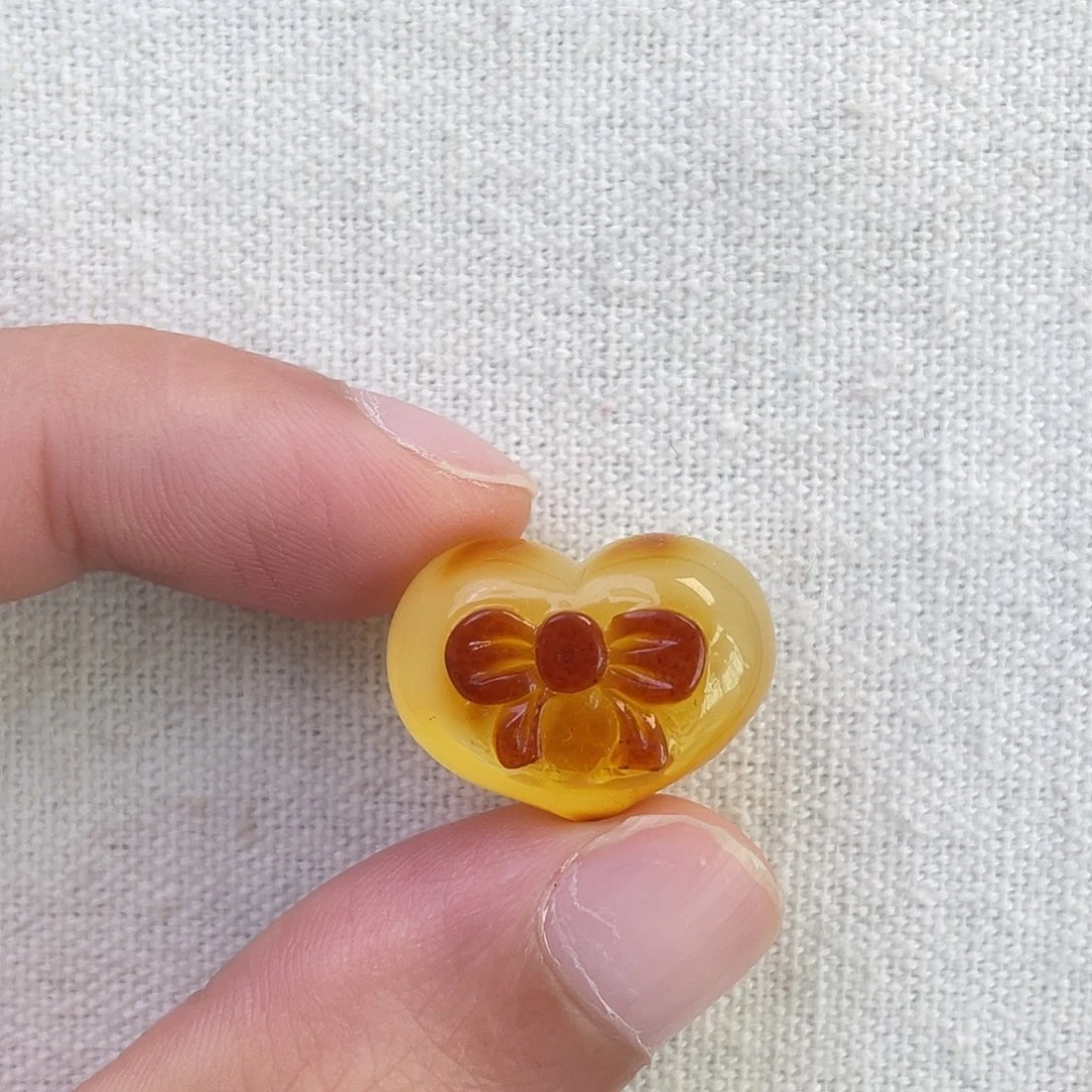 琥珀未镶嵌珠宝奇石蝴蝶结爱心