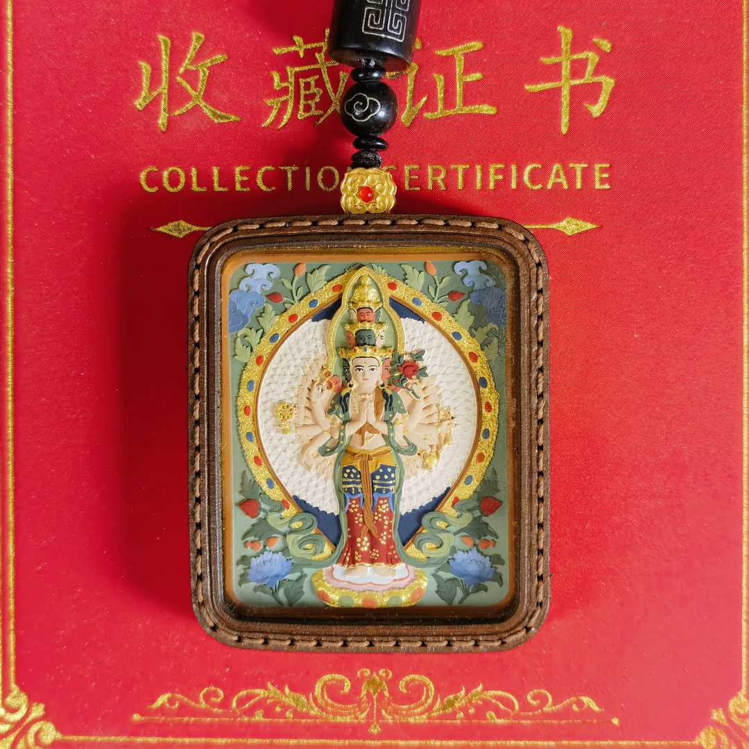 藏式民族风 L 观音吊牌 皮壳 创意饰品 复古百搭