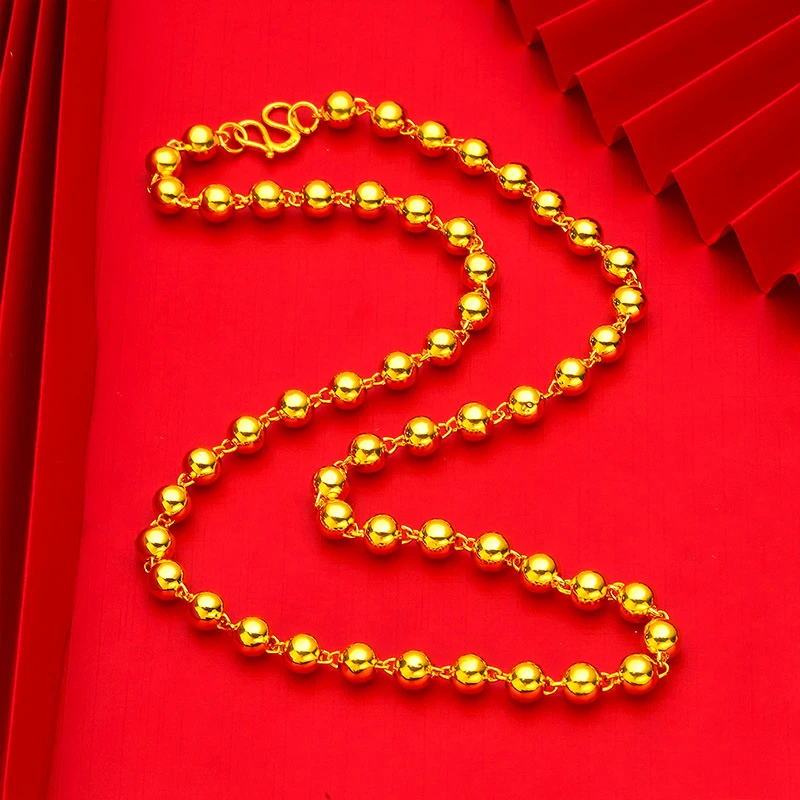 合金项链 【圆珠项链】男女款毛衣链光珠光面仿真黄金项链不易褪色