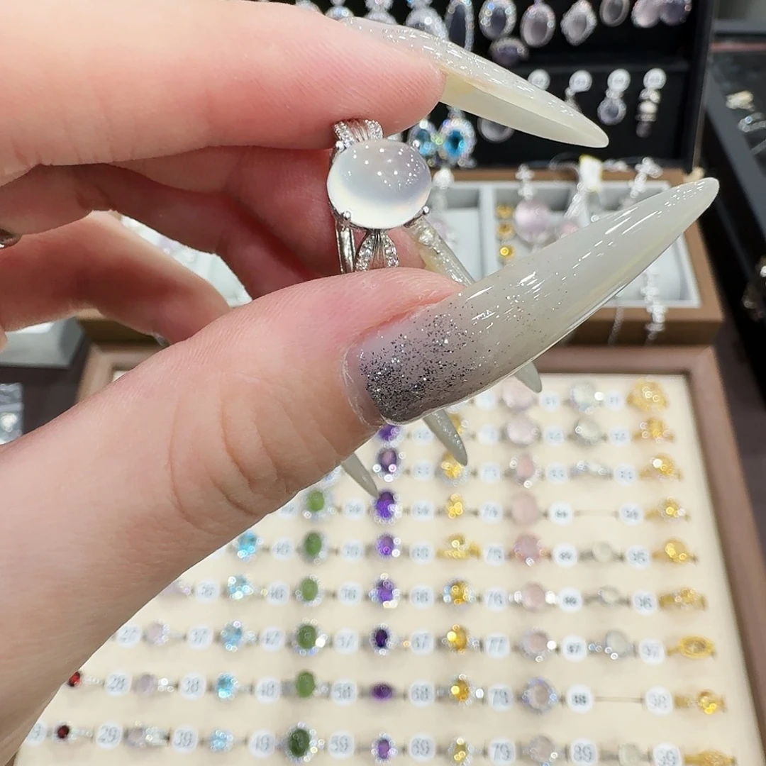 M***o蛇纹石玉银S925镶嵌戒指