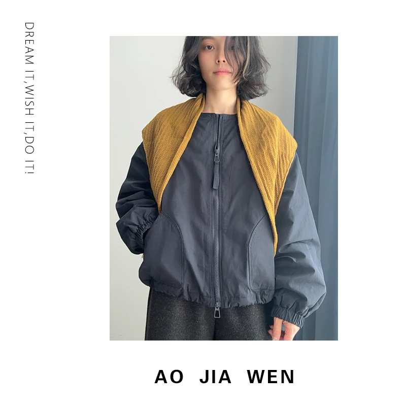 【佳文定制】披肩棉服拉链外套上衣W990