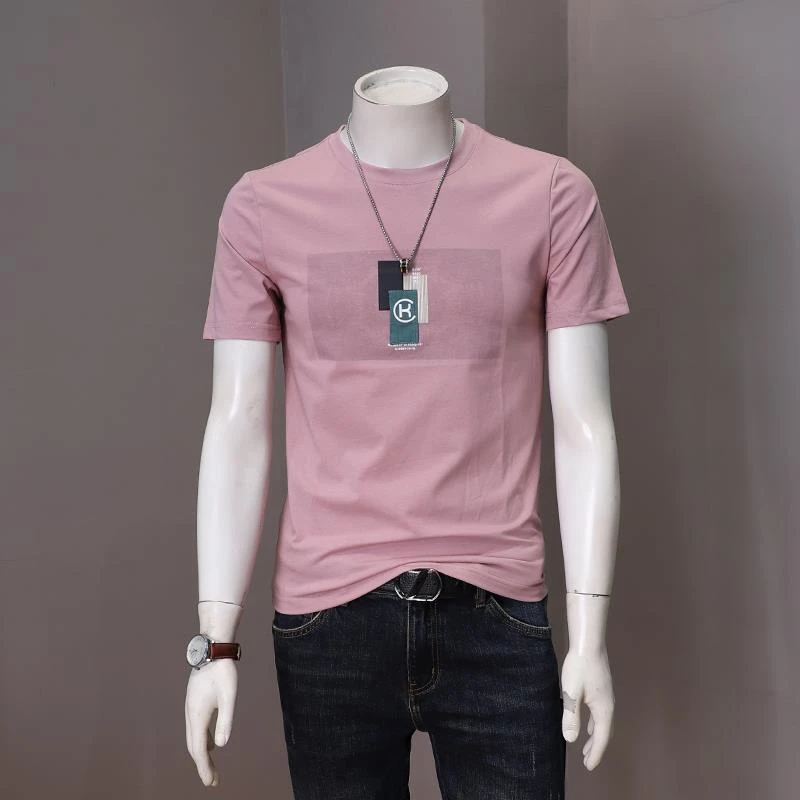 潮牌男士时尚短袖t恤男新款夏季圆领半袖青年上衣体恤衫百搭修身