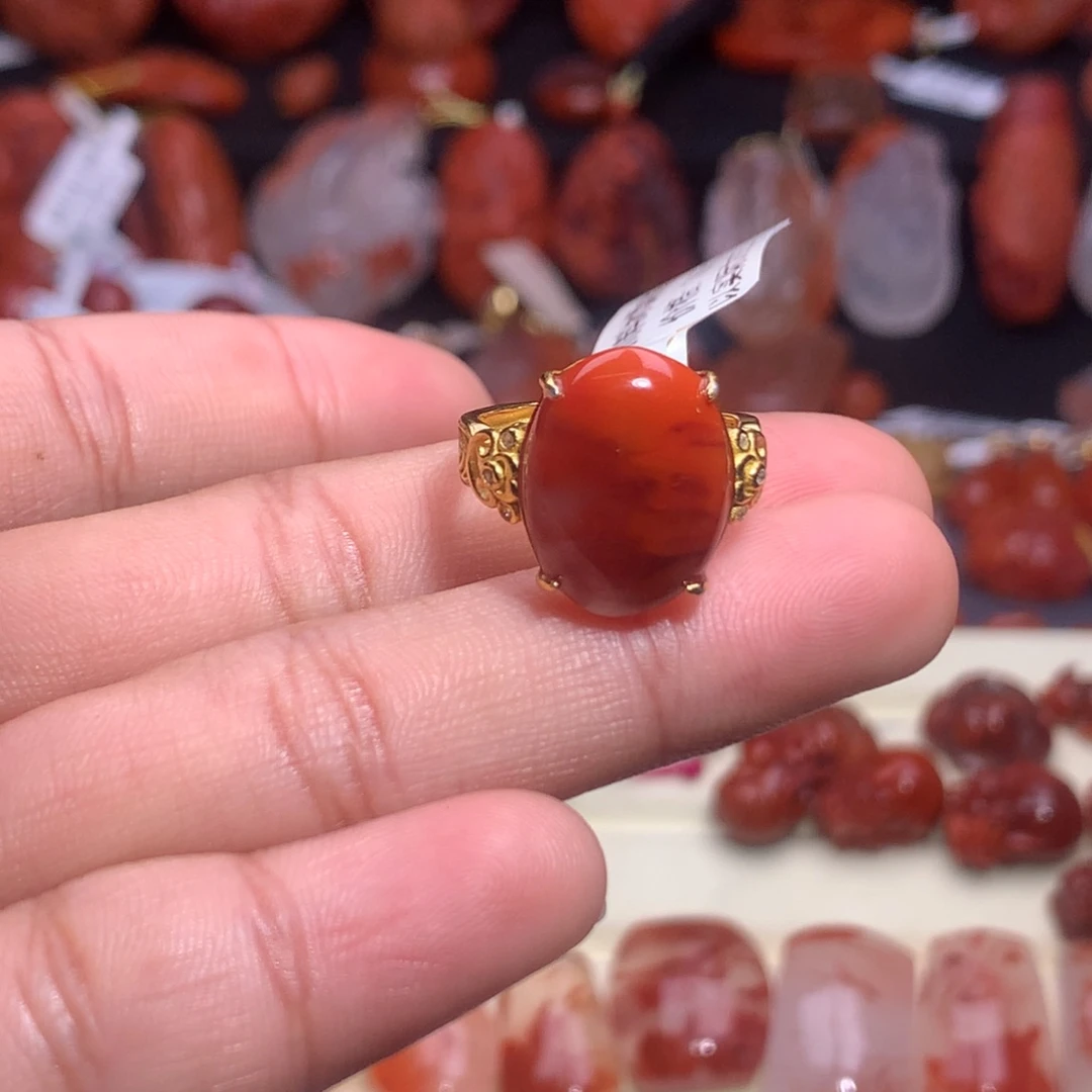 南红玛瑙未镶嵌珠宝半成品戒指