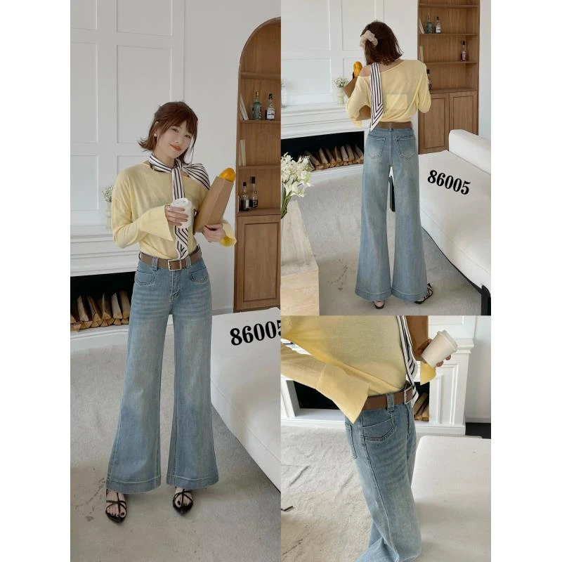 SMY86005(聚水潭) 复古提臀新款紧身微喇女士牛仔裤