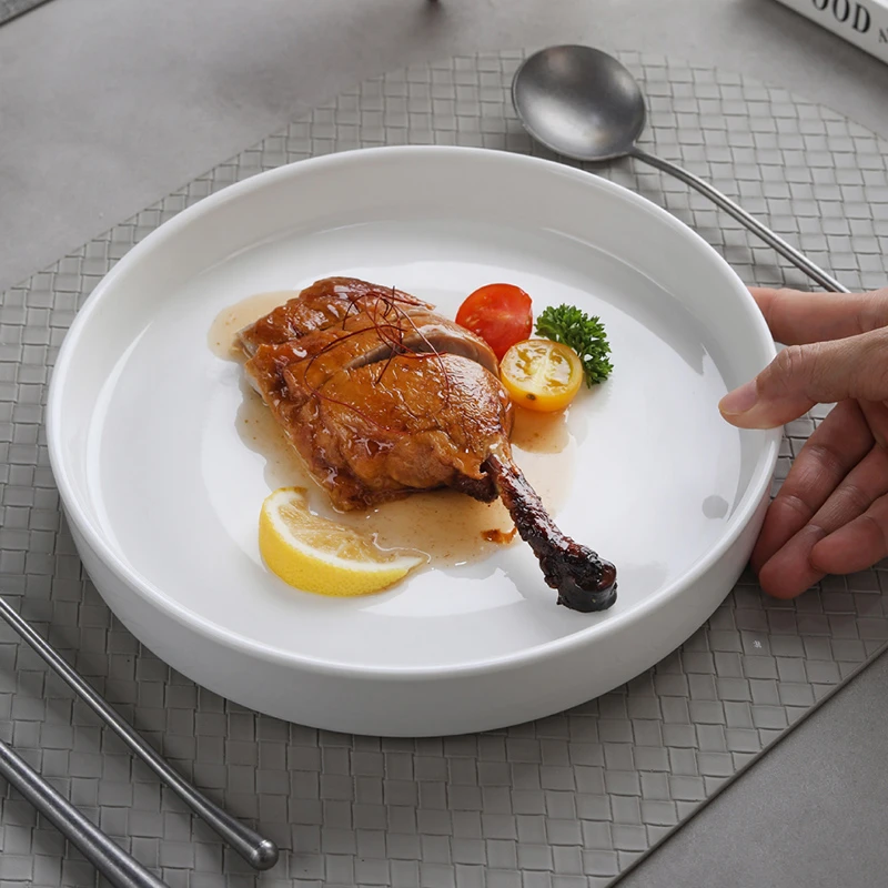 ULai优莱 8.5寸窝边盘家用酒店陶瓷简约西餐盘菜盘意面盘