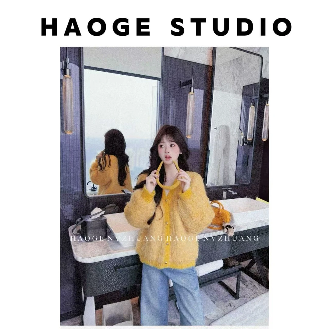 罗勒柑橘HGQ5MY4174A毛衣预简版秋冬新款时尚毛绒保暖款