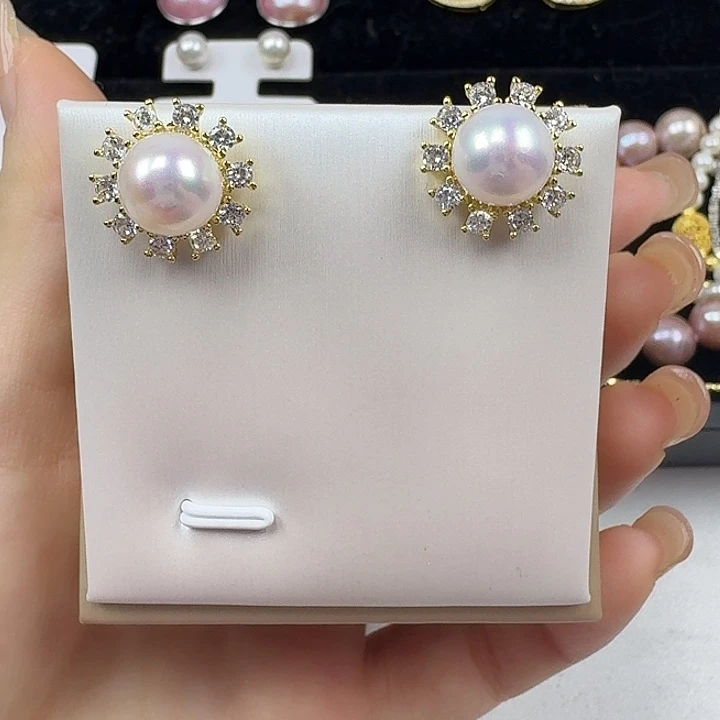 淡水珍珠耳饰银S925镶嵌