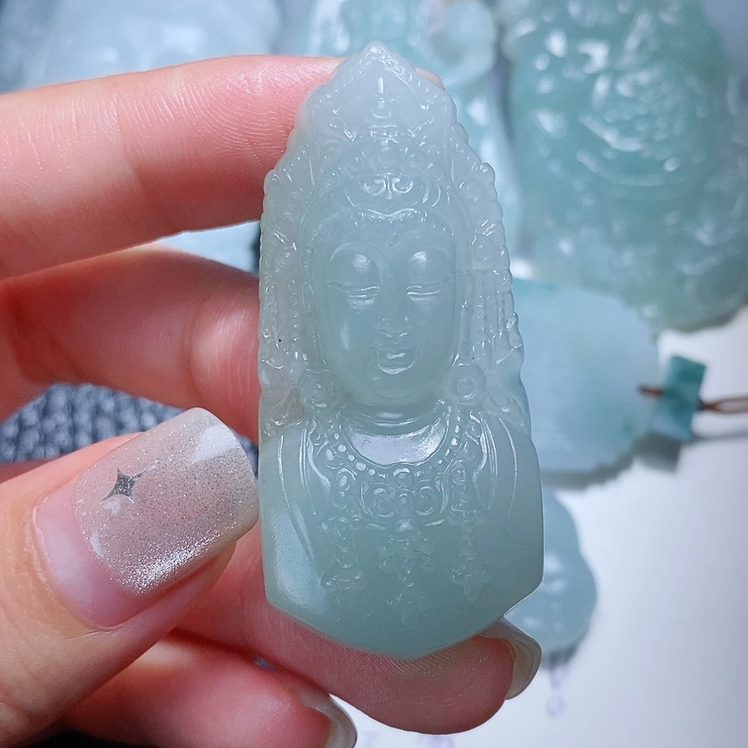定制翡翠未镶嵌毛货付款后确认抛光