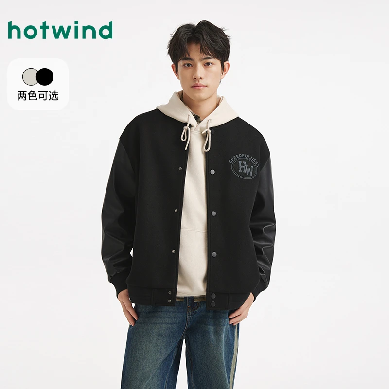【热风门店同款】热风2025年冬季新款男士经典棒球夹克F07M25402