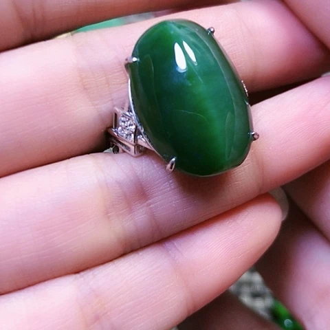 和田玉银S925镶嵌戒指