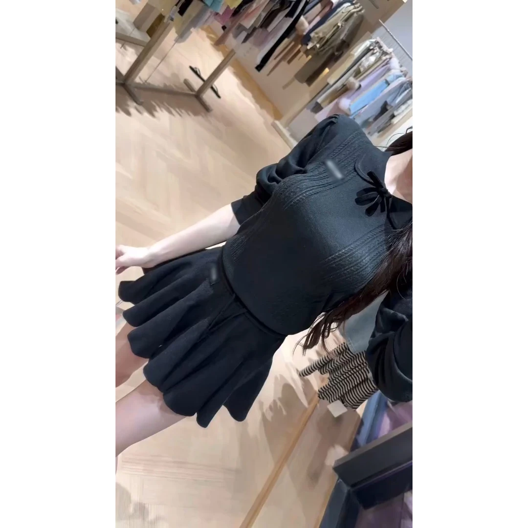 2025秋季新款ins法式甜美风减龄蝴蝶结针织衫上衣女+高腰短裙女